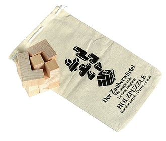 Dice puzzle "Crazy cube", wooden, in cotton bag,colour wood