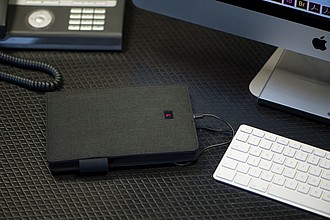 DIN A5 notebook with integrated LED light and powerbank