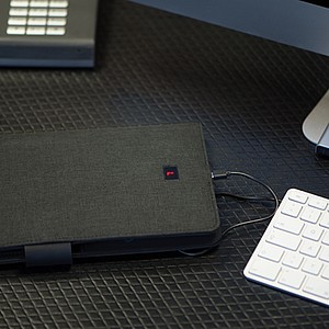 DIN A5 notebook with integrated LED light and powerbank