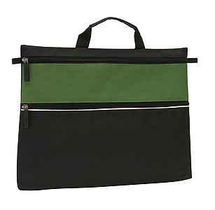 Document bag with a zip on the front pocket and 1 main pocket,colour black, green