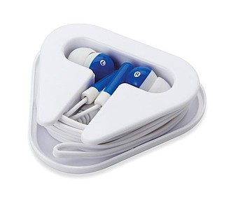 Earphones in PS case, blue