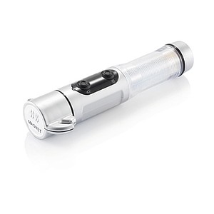 Emergency light with hammer, silver