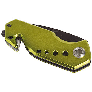 Emergency pocket knife "Distress" with integrated belt cutter,colour green, black