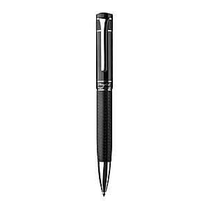 Ferraghini ballpen with twist mechanism with cloth cover in artificial leather case, black