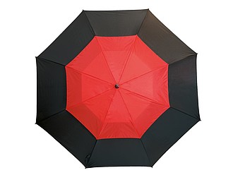 Fibreglass golf umbrella "Monsun" with nylon canopy,colour black, red