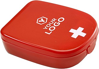 First aid kit in a plastic caseRed
