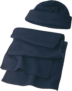 Fleece cap and scarf.Blue