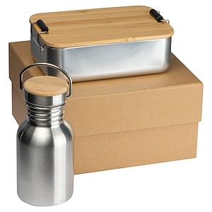 Gift set with drinking bottle and lunch box