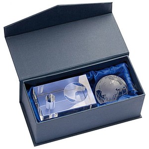 Glass block with globe, transparent