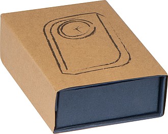 Glass block with small clock, transparent