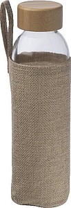 Glass Bottle with Bamboo Lid and Jute Cover