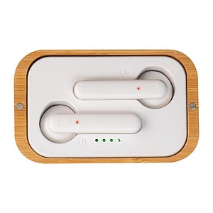 Inearphones in a bomboo box