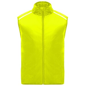 Jannu unisex lightweight running bodywarmer, fluor yellow, size S