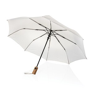 Kaycey 21" AWARE™ RPET Acacia wood mini auto open umbrella, beige