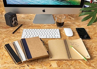 Kraft spiral notebook with pen, black
