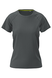 Ladies performance T-shirt STEDMAN MESH RAGLAN, dark grey, size XS