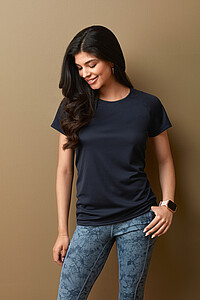 Ladies performance T-shirt STEDMAN MESH RAGLAN, dark navy blue, size M