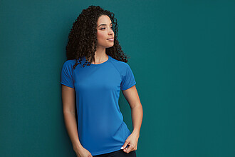 Ladies performance T-shirt STEDMAN MESH RAGLAN, light royal blue, size L