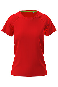 Ladies performance T-shirt STEDMAN MESH RAGLAN, red, size L