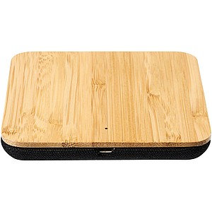 Leaf bamboo and fabric wireless charging pad