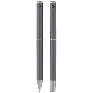 Lucetto recycled aluminium ballpoint and rollerball pen gift set