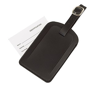 Luggage tag "Adventure" with a hidden address card,colour black
