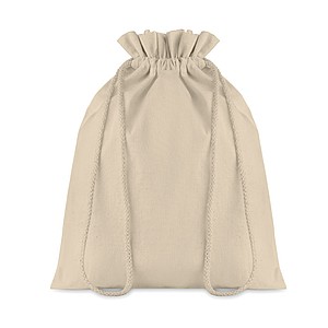 Medium gift cotton draw cord bag. Size approx. 25 x 32cm. 105 gr/m2.