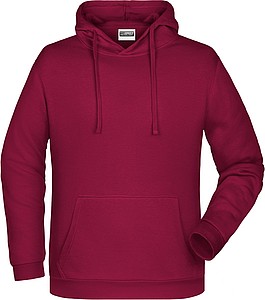 Mens sweatshirt with hoodie James Nicholson, burgundy, M