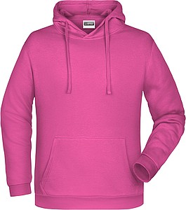 Mens sweatshirt with hoodie James Nicholson, pink, XL