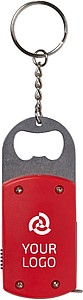 Metal bottle opener with steel keyring,