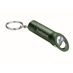 Metal torch key ring, dark green