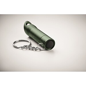 Metal torch key ring, dark green