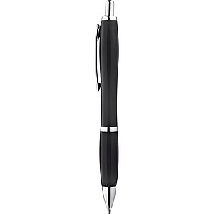 Multicolour plastic ball pen with metal clip, black