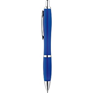 Multicolour plastic ball pen with metal clip, blue