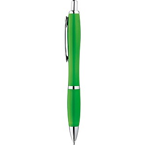 Multicolour plastic ball pen with metal clip, green