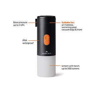 Nordic Drift Camping Lantern with Air Pump, Black