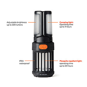 Nordic Drift Camping Light with Mosquito Repellent, Black