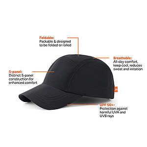 Nordic Drift Cap with UPF 50+ made from RCS, Black