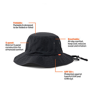 Nordic Drift Hat with UPF 50+ made from RCS, Black