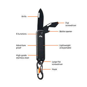 Nordic Drift Keychain with Multi-Tool, Black