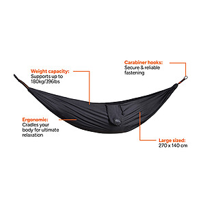 Nordic Drift Outdoor Hammock with GRS, Black