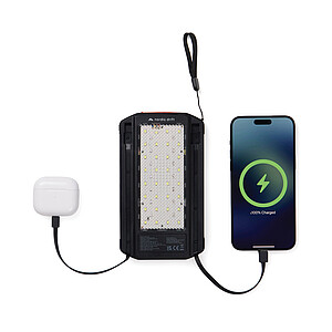 Nordic Drift Solar Power Bank with 3 Panels 10,000 mAh, Black