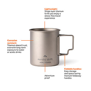Nordic Drift Titanium Mug 450 ml, Silver