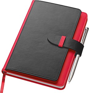Notebook with business card compartments