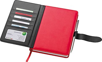 Notebook with business card compartments
