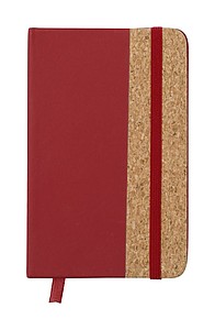 Notebook with cork and PU leather cover, red