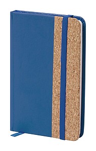 Notebook with cork and PU leather cover, royal blue