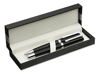 Pen and roller in paper box, black