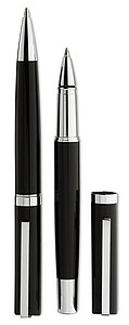 Pen and roller in paper box, black