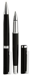 Pen and roller in paper box, black